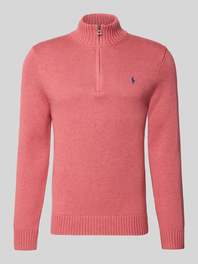 Produktfoto, Troyer mit Label-Stitching von Polo Ralph Lauren w kolorze różowym, bawełna, regular fit, stójka, krótki zamek, ściągacze.