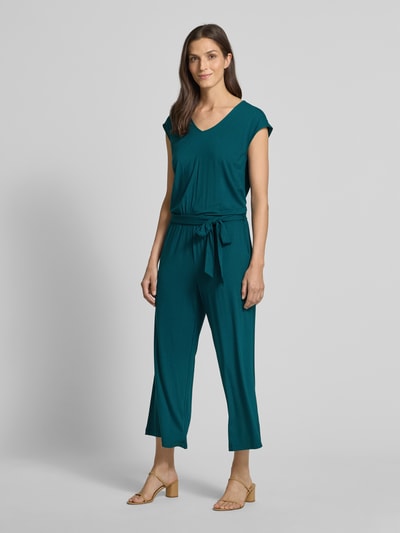 Tom Tailor Regular fit jumpsuit met strikceintuur Donkergroen - 1