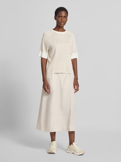 Marc Cain Relaxed Fit Bluse aus Viskose-Mix mit Allover-Logo-Detail Offwhite 1
