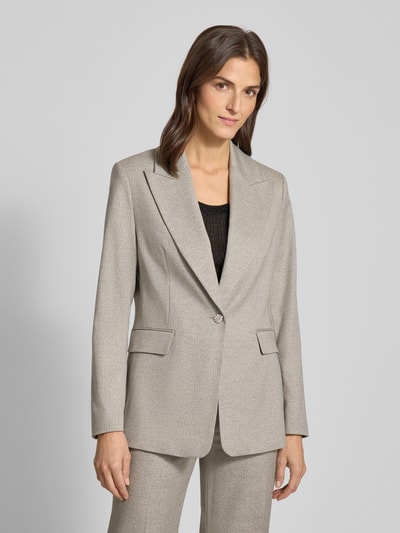 s.Oliver BLACK LABEL Slim fit lange blazer van viscosemix Zilver - 4