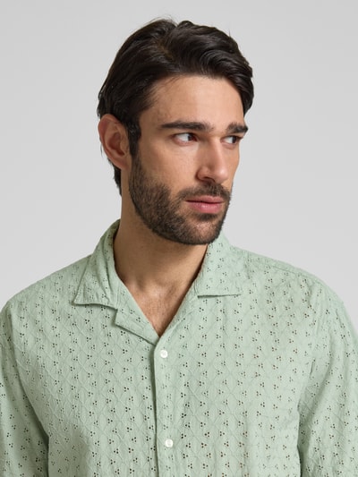 MCNEAL Koszula casualowa o kroju regular fit z haftem angielskim Limonkowy 3