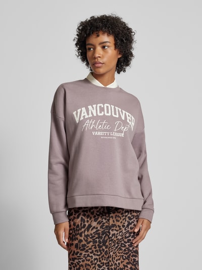 Noisy May Sweatshirt mit Statement-Print Modell 'MARYA' Flieder 4