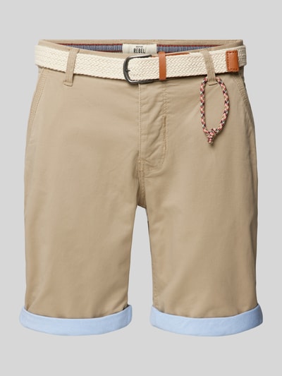 Redefined Rebel Regular Fit Shorts mit Gürtel in Flecht-Optik Modell 'MAGNUS' Beige 2