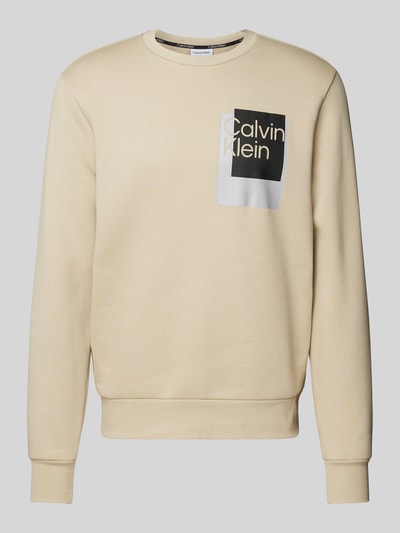 CK Calvin Klein Sweatshirt mit Label-Print Modell 'OVERLAY BOX' Hellgruen 2