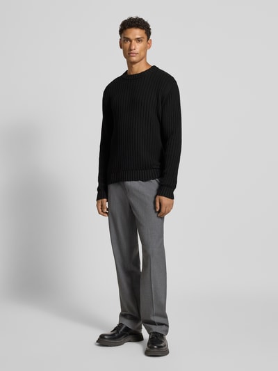 HUGO Regular Fit Strickpullover aus reiner Baumwolle Modell 'SRIBBEN_1' Black 1