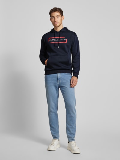 Tom Tailor Denim Regular Fit Hoodie mit Baumwolle und Label-Print Marine 1