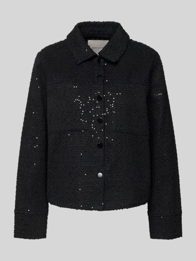 Produktfoto, Jacke mit Pailletten Modell 'SHOW' von FREE/QUENT in Schwarz, reine Baumwolle, Regular Fit, Umlegekragen, Knopfleiste, Brusttaschen.
