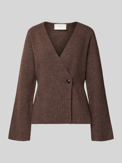 Neo Noir Gebreid jack met knoopsluiting, model 'Marie' Middenbruin - 2