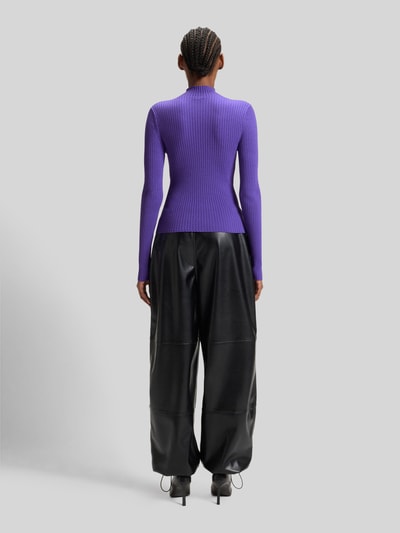 Hugo Blue Slim Fit Strickpullover mit Rippstruktur Modell 'SARMIE' Lila 5