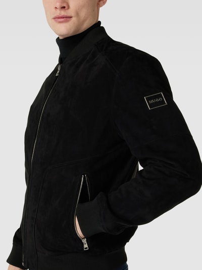 HUGO Lederjacke mit Stehkragen Modell 'Luigi' Schwarz 3