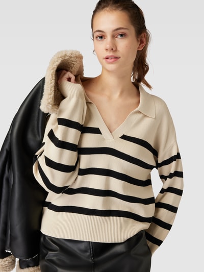 Noisy May Strickpullover mit Polokragen Offwhite 3