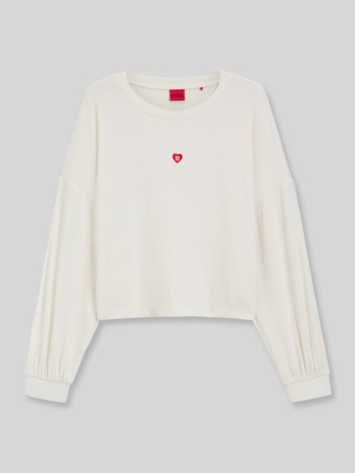 HUGO relaxed fit sweatshirt van modalmix model 'HUGO HEART' Offwhite - 2