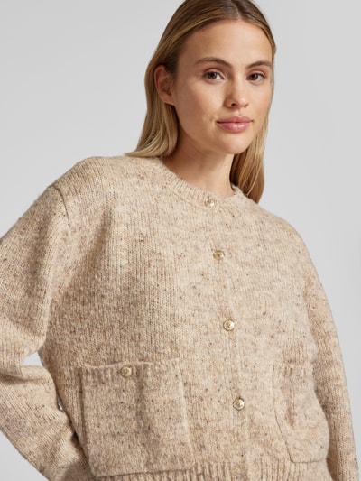 Vero Moda Strickjacke mit überschnittenen Schultern Modell 'CONTIGO' Taupe Melange 3