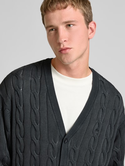 Carhartt Work In Progress Kurtka z dzianiny ze ściegiem warkoczowym i dekoltem w serek Czarny 3