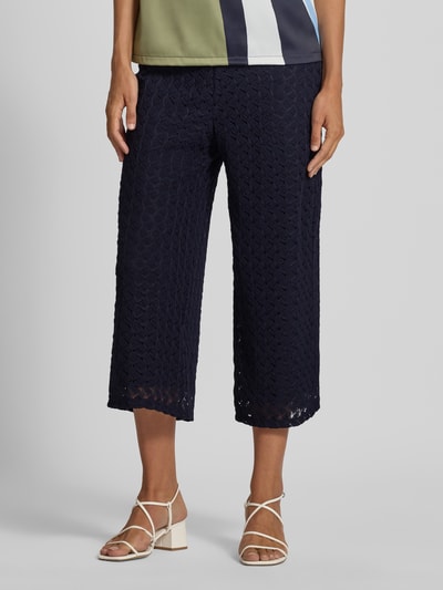 s.Oliver BLACK LABEL Wide leg culotte met kantpatroon Marineblauw - 4