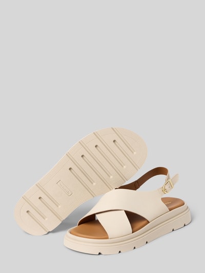 Produktfoto, Sandalen aus echtem Leder von Tamaris, Optik:Allover-Muster, Schuhspitze: Offen, Absatzform: Plateau, Strukturmuster, Dornschließe, profiliert, echtes Leder.