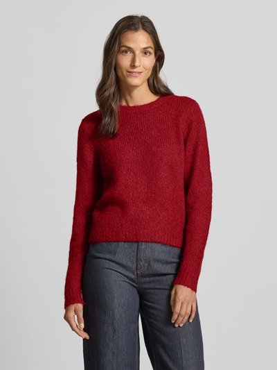 Vero Moda Sweter o kroju regular fit z dodatkiem wełny model ‘NOVAH’ Bordowy 4