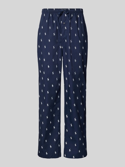 Produktfoto, Regular Fit Pyjama-Hose aus reiner Baumwolle von Polo Ralph Lauren in Dunkelblau mit weißem Muster, Herren Pyjama von Polo Ralph Lauren Underwear