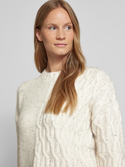 Vila Strickpullover mit gerippten Abschlüssen Modell 'LUVIE' Offwhite 3