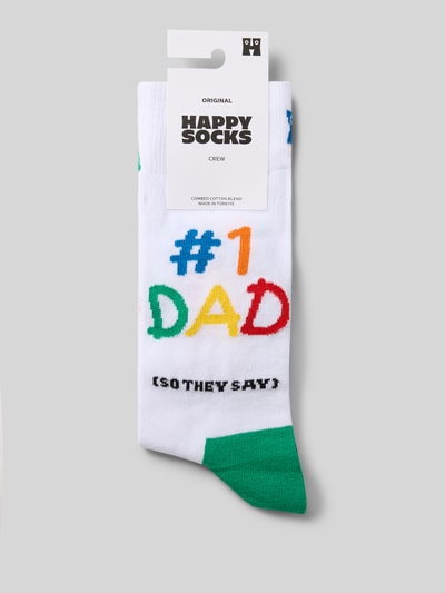 Produktfoto, Socken mit Label-Print von Happy Socks, mieszanka bawełny, dopasowany krój, prążkowane wykończenie, nadruk z logo