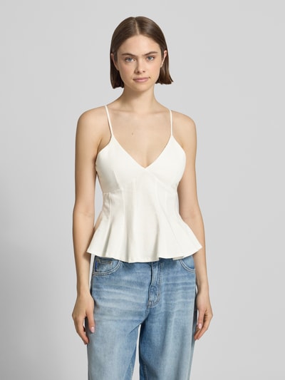 Gina Tricot Trägertop mit V-Ausschnitt Modell 'Peplum' Offwhite 4