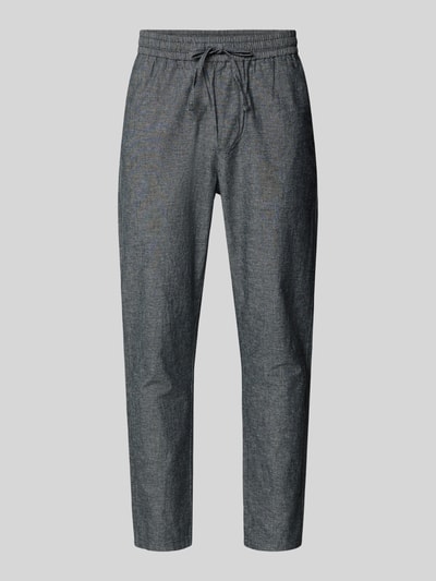 Produktfoto, Tapered Leinenhose aus Baumwoll-Leinen-Mix Modell 'LINUS' von Only & Sons in Melange-Optik, elastischer Bund mit Tunnelzug, seitliche Eingrifftaschen und Gesäßtaschen, strukturierte Oberfläche
