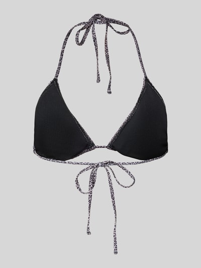 Produktfoto, Bikini-Oberteil mit rückseitiger Schnürung Modell 'BAOMI' von Pieces in Schwarz, Optik: Unifarben, mit Schnürverschluss, Neckholder-Träger, gepolsterte Cups, herausnehmbar