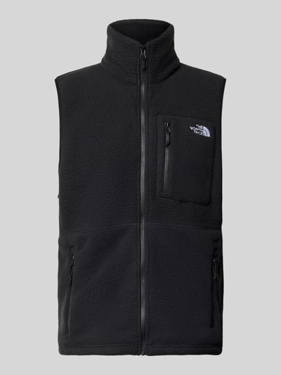 Produktfoto, Regular Fit Weste mit Logo-Stitching Modell 'Yumiori' von The North Face aus schwarzem Fleece, Stehkragen, Napoleontasche, Eingrifftaschen