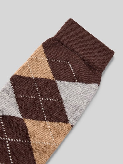 Burlington Kniekousen met argyleprint, model 'Marylbone' Donkerbruin - 2