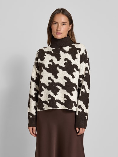 Vero Moda Regular Fit Rollkragenpullover mit Allover-Muster Modell 'HURLEY' Schoko 4