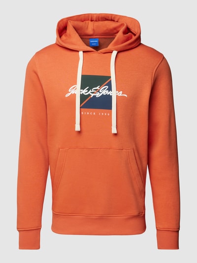 Jack & Jones Hoodie met motiefstitching, model 'WAYNE' Oranje - 2