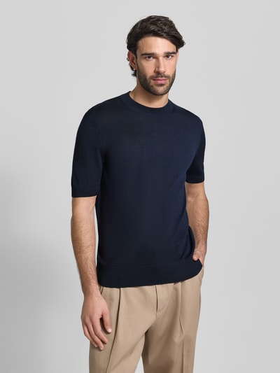 BOSS Regular Fit Strick-Shirt aus reiner Schurwolle Modell 'H-UMAURO' Marine 4