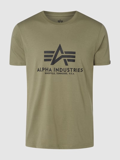 Alpha Industries T-Shirt mit Label-Print Modell 'BASIC' Oliv 1