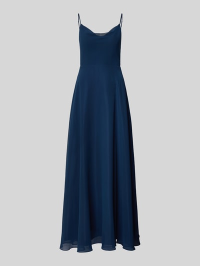 Produktfoto, Midikleid mit rückseitigem Knotendetail von Laona in Dunkelblau, A-Linie, Chiffon, Spaghettiträger, strukturierte Oberfläche