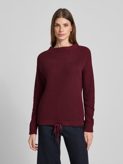 Jake*s Casual Gebreide pullover met ribboorden Aubergine - 4