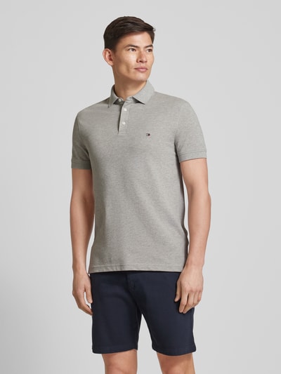 Tommy Hilfiger Slim fit poloshirt met labelstitching Lichtgrijs - 4