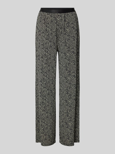 Marc O'Polo Wide leg stoffen broek met all-over motief Zwart - 2