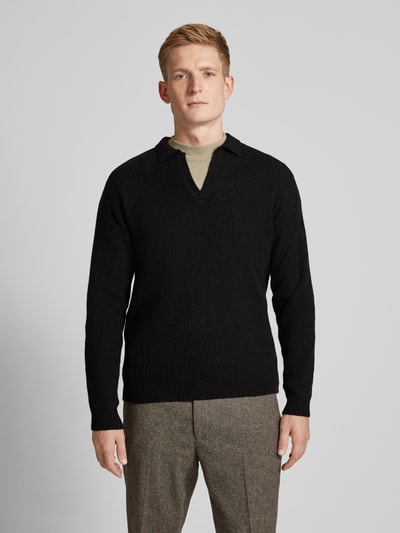 Drykorn Gebreide pullover met ribboorden, model 'RUSTINO' Metallic zwart - 4