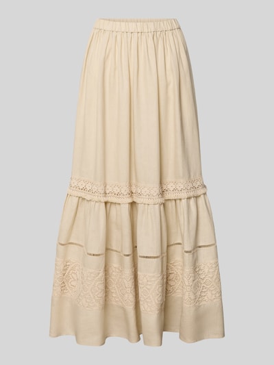 Weekend Max Mara Ausgestellter Maxi-Rock aus reinem Leinen Modell 'PALLORE' Sand 2