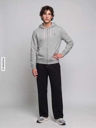 Polo Ralph Lauren Sweatjacke mit Logo-Stickerei Hellgrau Melange 1