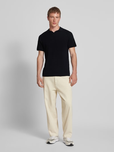 Jack & Jones Slim Fit Poloshirt mit Strukturmuster Modell 'HILL KNIT' Black 1