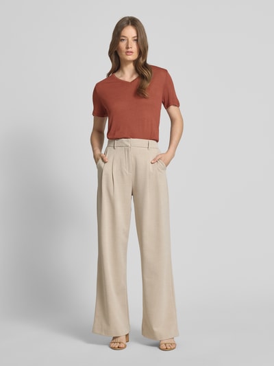 Soyaconcept T-Shirt aus Leinen-Viskose-Mix Modell 'EMEL' Rostrot 1