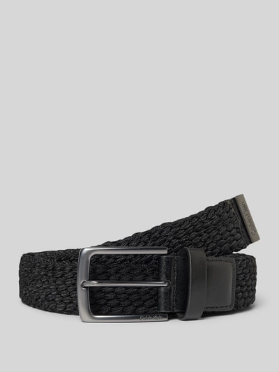 Produktfoto, Gürtel in Flecht-Optik mit Dornschließe von CK Calvin Klein, schwarzer Material-Mix mit Stretch, klassische Form, 3 cm breit