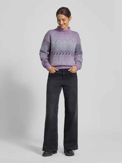 Dale of Norway Sweter z golfem krój regular fit z domieszką wełny z alpaki model „Highland” Jasnośliwkowy melanż 1