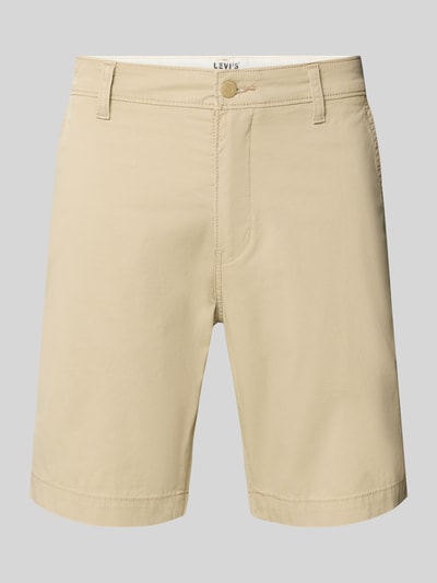 Produktfoto, Straight Fit Chinos aus Baumwoll-Mix von Levi's®, beige, elastischer Material-Mix, Eingrifftaschen, Gesäßtaschen, Knopf- und Reißverschluss, Bundweite 44 cm, Innenbeinlänge 23 cm.