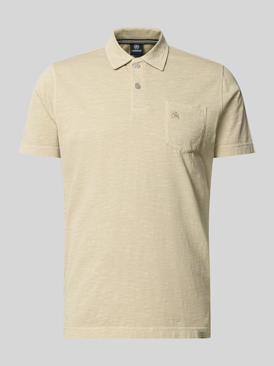 Produktfoto, Regular Fit Poloshirt mit Brusttasche von Lerros in Beige aus Reiner Baumwolle, Polokragen, kurze Knopfleiste, Logo-Stitching
