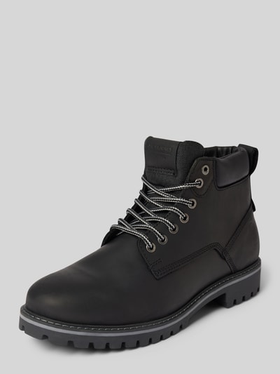 Jack & Jones Leren boots met labelbadge, model 'QUEENSWAY' Zwart - 1