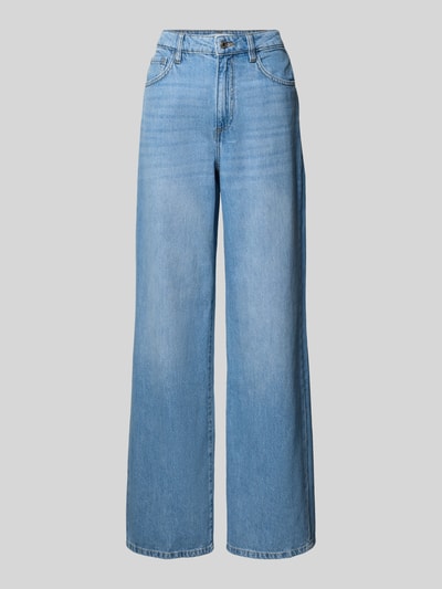 Produktfoto, Wide Fit Jeans mit Knopfverschluss Modell 'DANILA' von Mango in hellblauem Denim, 5-Pocket-Design, reine Baumwolle, gerade Form