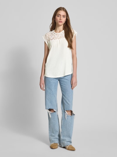 Only Regular Fit Top mit Spitzen-Detail Modell 'SINDY' Weiss 1