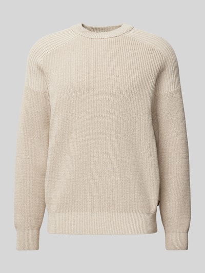 BOSS Orange Gebreide pullover met extra brede schouders, model 'Alamaka' Beige - 2